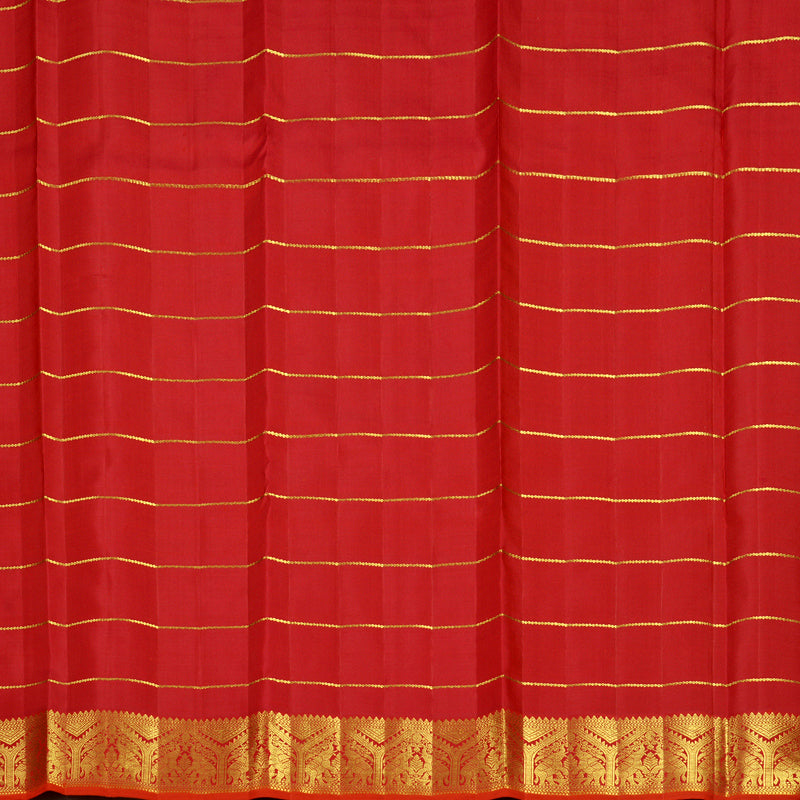 Hayagrivas Handloom Orange Kanjivaram Silk Saree with Reddish-Pink Border KBF817H5-1