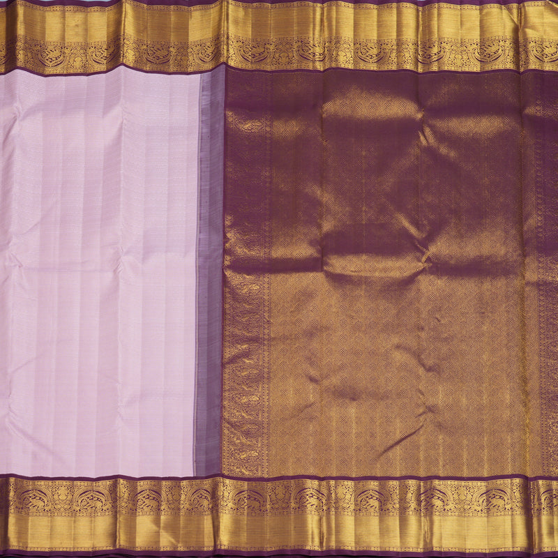 Hayagrivas Handloom Baby Pink Kanjivaram Silk Saree with Plum Purple Border KBF817H6-2