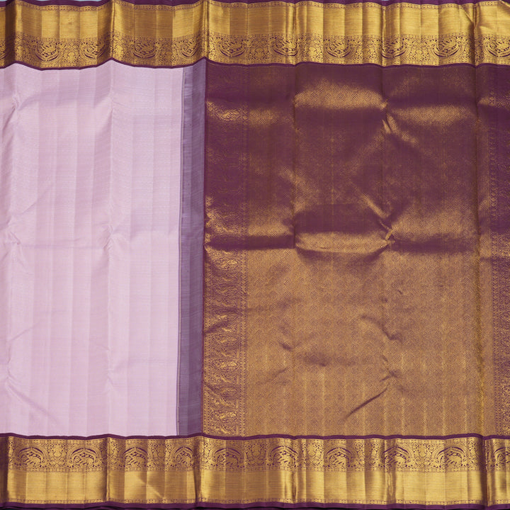 Hayagrivas Handloom Baby Pink Kanjivaram Silk Saree with Plum Purple Border KBF817H6-2
