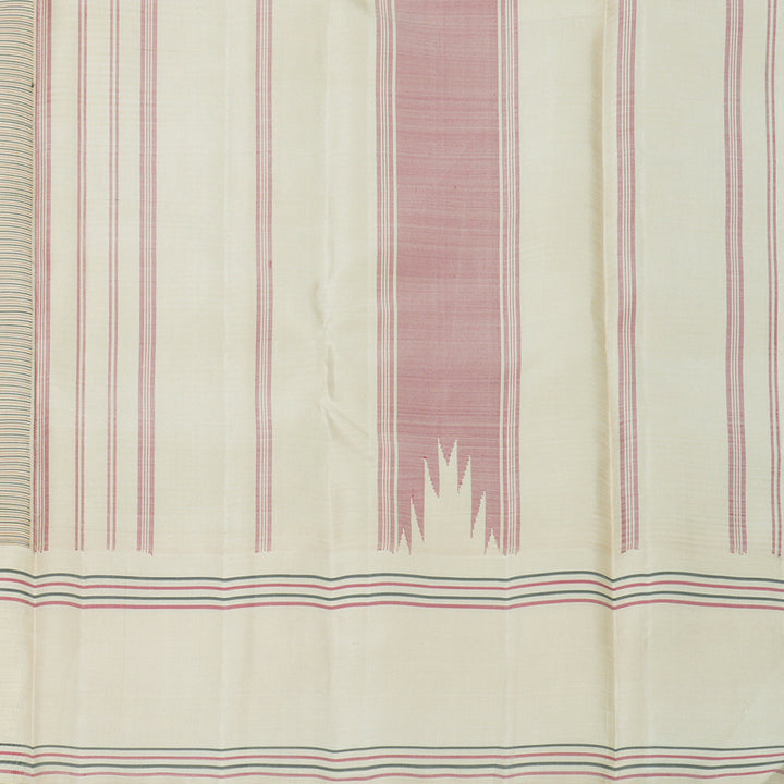 Hayagrivas Handloom Brown &amp; Black Checks Kanjivaram Silk Saree with Ivory Border KBF818H1-1