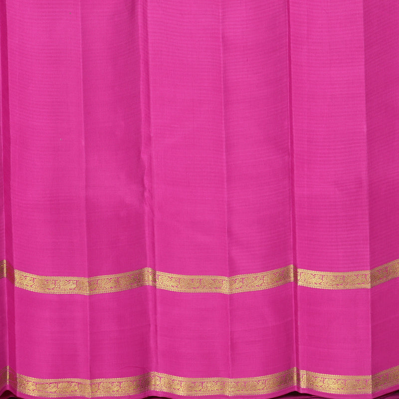 Hayagrivas Handloom Orange &amp; Green Stripes Kanjivaram Silk Saree with Rani Pink Border KBF818H3-1