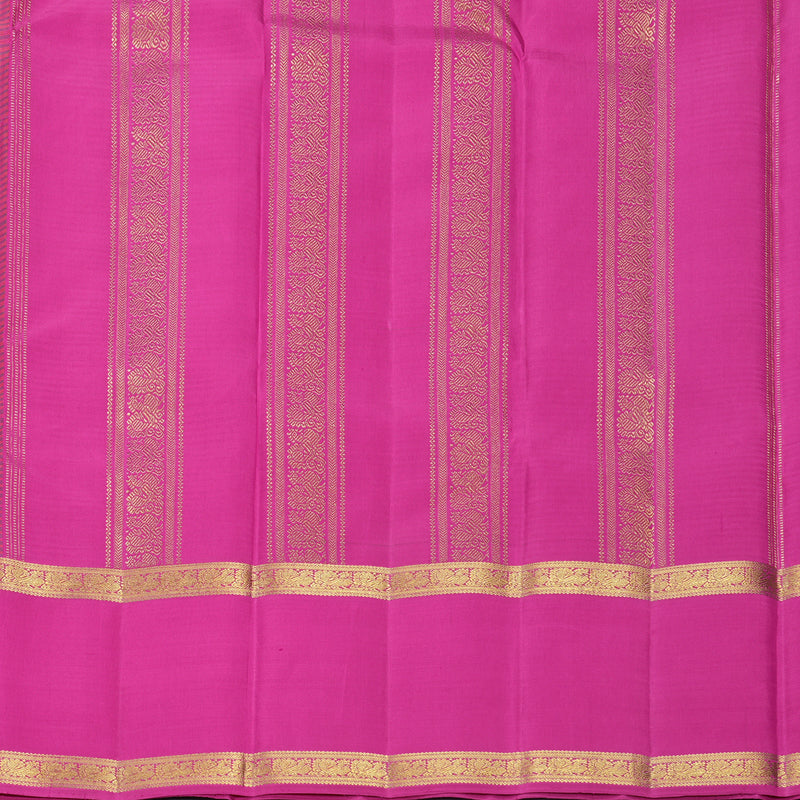Hayagrivas Handloom Orange &amp; Green Stripes Kanjivaram Silk Saree with Rani Pink Border KBF818H3-1