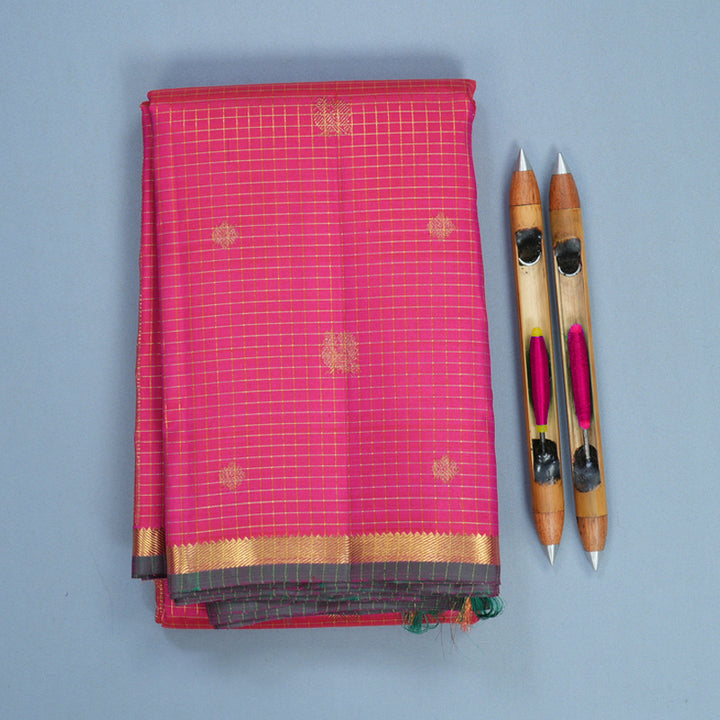 Hayagrivas Handloom Rani Pink Kanjivaram Silk Saree KBF819H6-1