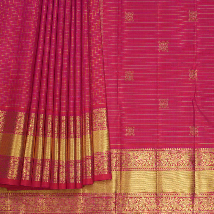 Hayagrivas Handloom Orangish-Pink Kanjivaram Silk Saree KBF819H9-1