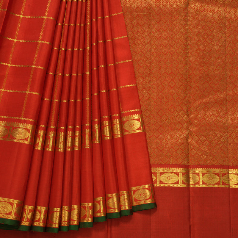 Hayagrivas Handloom Red Kanjivaram Silk Saree KBF81D1-1