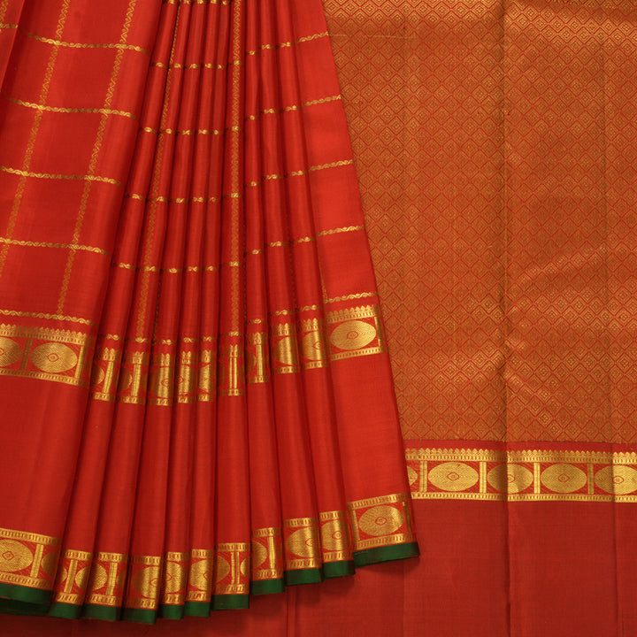 Hayagrivas Handloom Red Kanjivaram Silk Saree KBF81D1-1