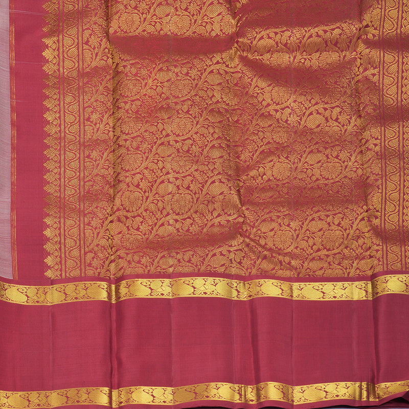 Hayagrivas Handloom Half-White Kanjivaram Silk Saree with Ganga Jamuna Border KBF820H2-1