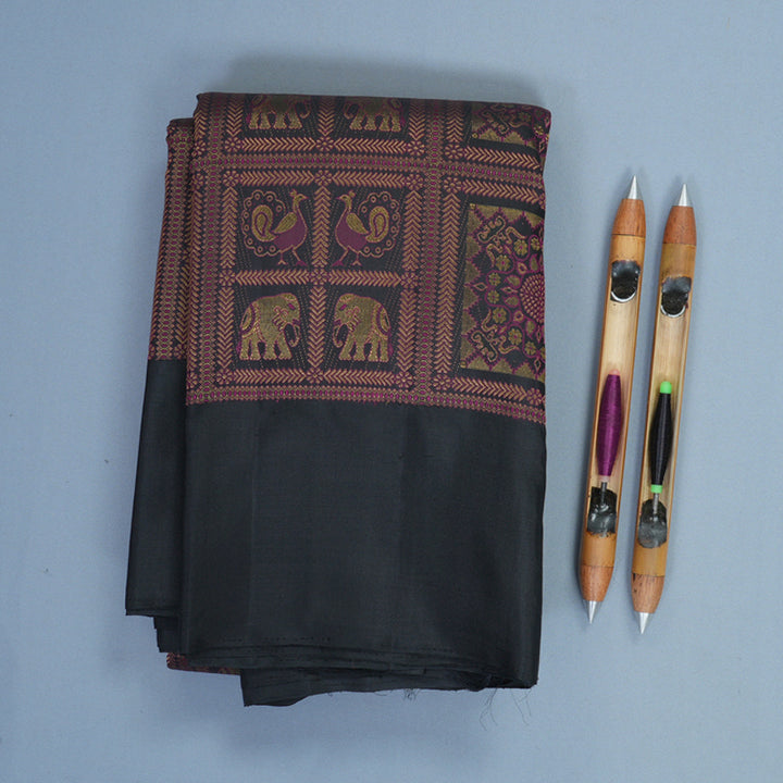 Hayagrivas Handloom Black Kanjivaram Silk Saree SSKBF154H2-1