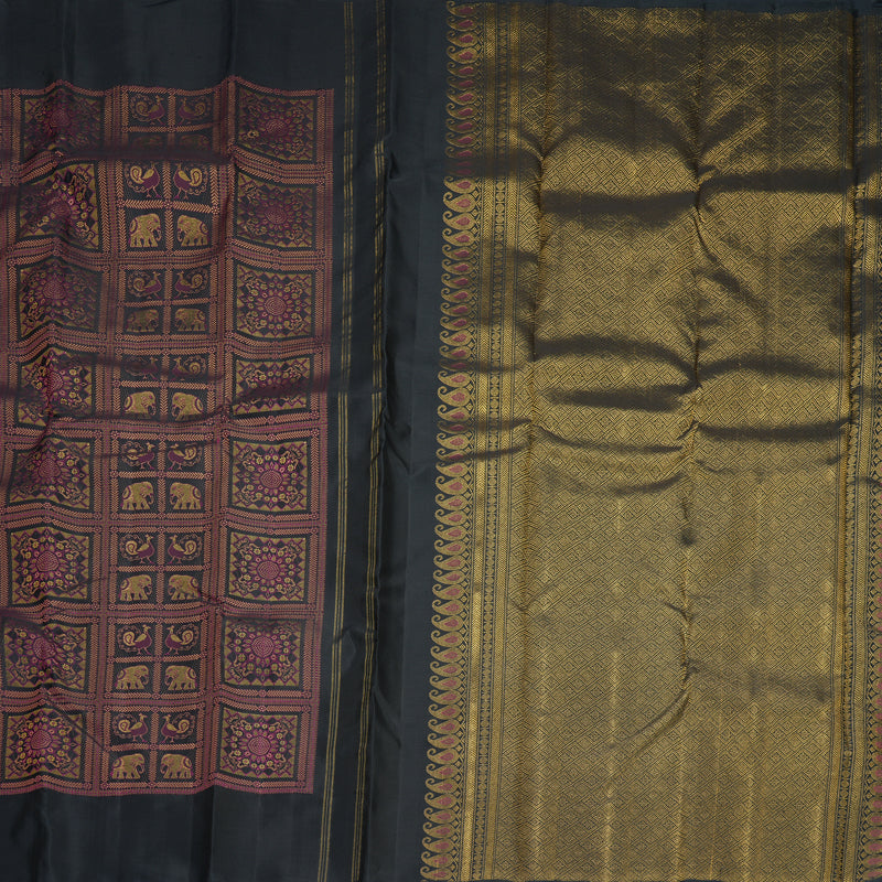 Hayagrivas Handloom Black Kanjivaram Silk Saree SSKBF154H2-1