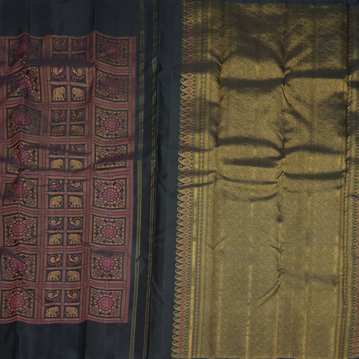 Hayagrivas Handloom Black Kanjivaram Silk Saree SSKBF154H2-1