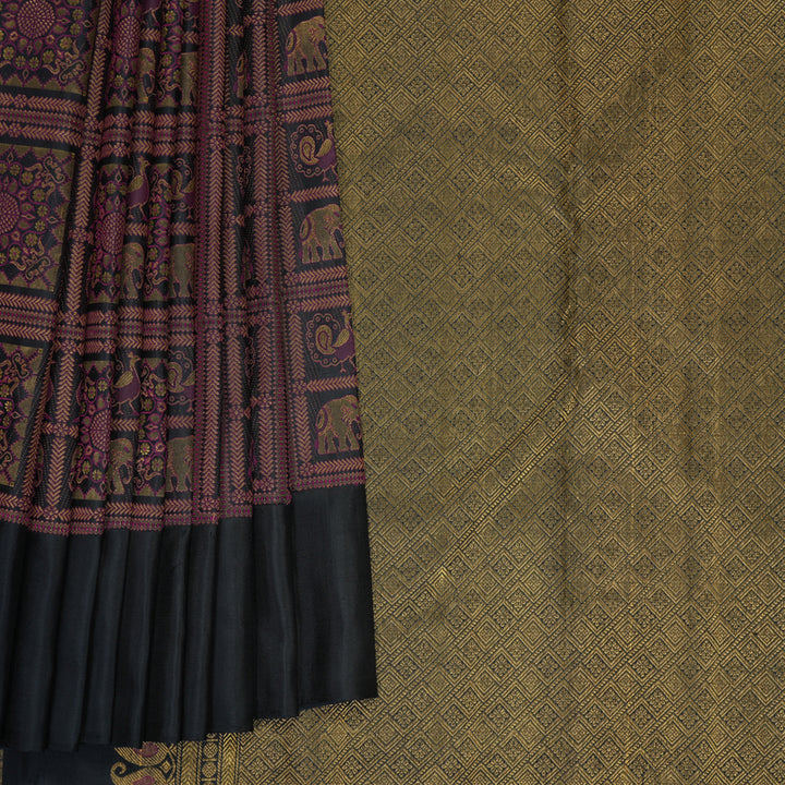 Hayagrivas Handloom Black Kanjivaram Silk Saree SSKBF154H2-1