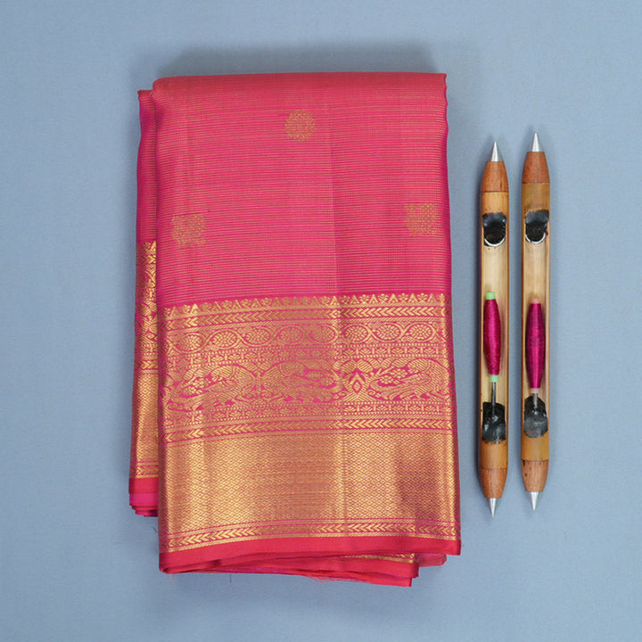 Hayagrivas Handloom Rani Pink Kanjivaram Silk Saree KBF820H6-1