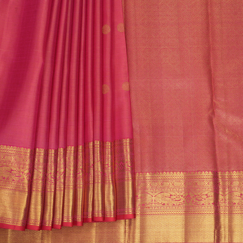 Hayagrivas Handloom Rani Pink Kanjivaram Silk Saree KBF820H6-1