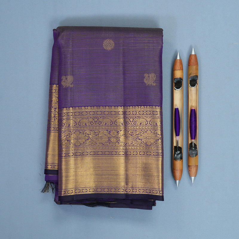 Hayagrivas Handloom Purple Kanjivaram Silk Saree KBF820H6-2