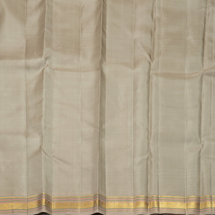 Hayagrivas Handloom Army Green Kanjivaram Silk Saree with Greige Border KBF820H7-1