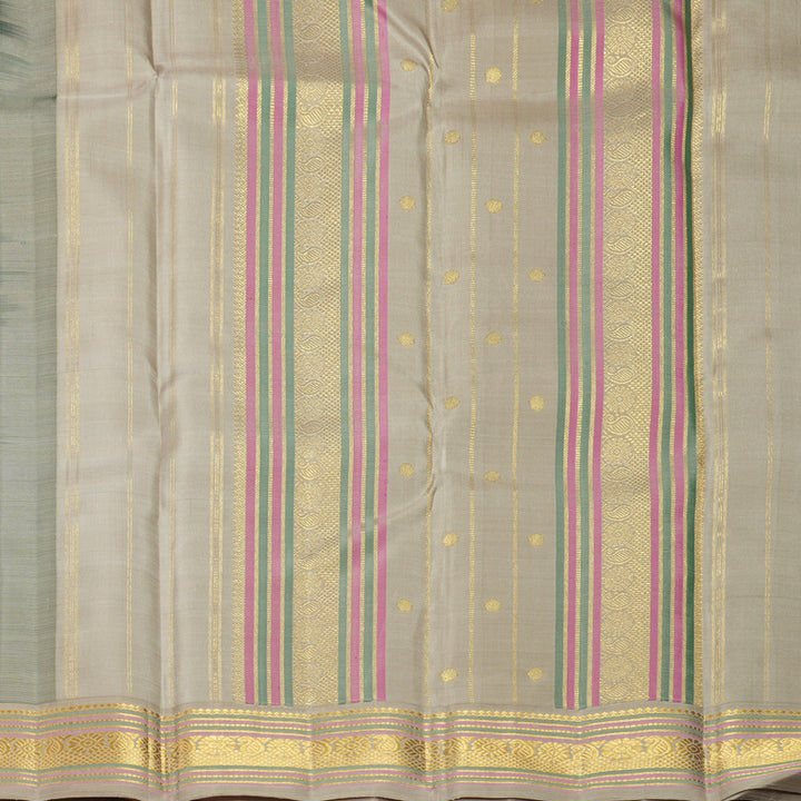 Hayagrivas Handloom Army Green Kanjivaram Silk Saree with Greige Border KBF820H7-1