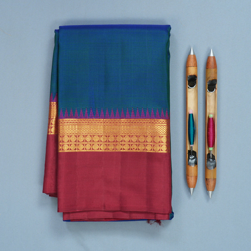 Hayagrivas Handloom Mayilkazhuthu Kanjivaram Silk Saree with Maroon Border KBF822H1-1