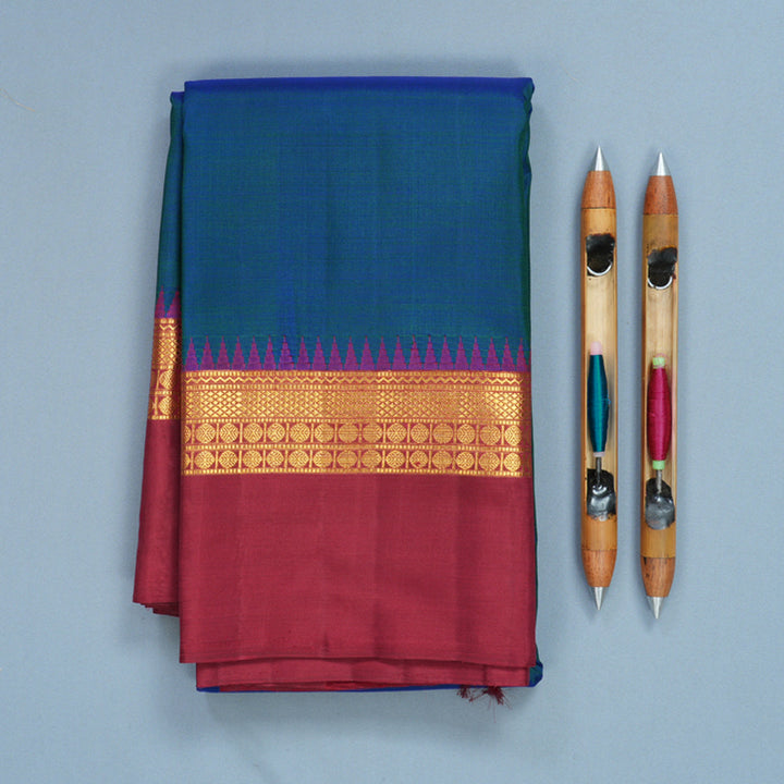 Hayagrivas Handloom Mayilkazhuthu Kanjivaram Silk Saree with Maroon Border KBF822H1-1