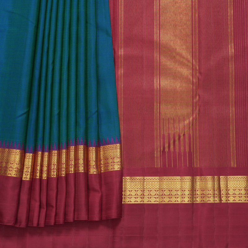 Hayagrivas Handloom Mayilkazhuthu Kanjivaram Silk Saree with Maroon Border KBF822H1-1