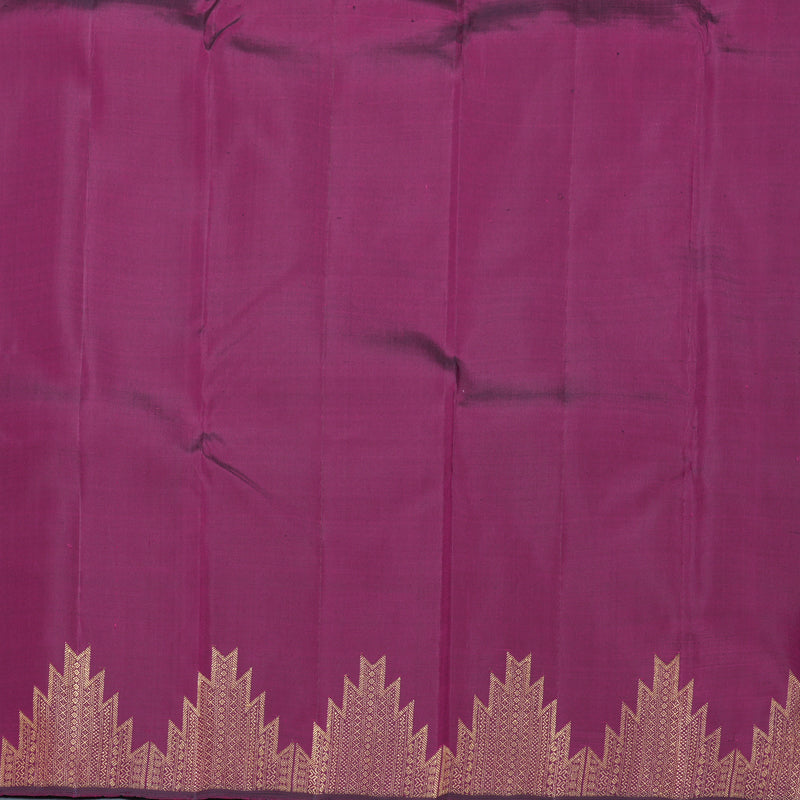Hayagrivas Handloom Brinjal Purple Kanjivaram Silk Saree with Temple Border KBF822H11-1