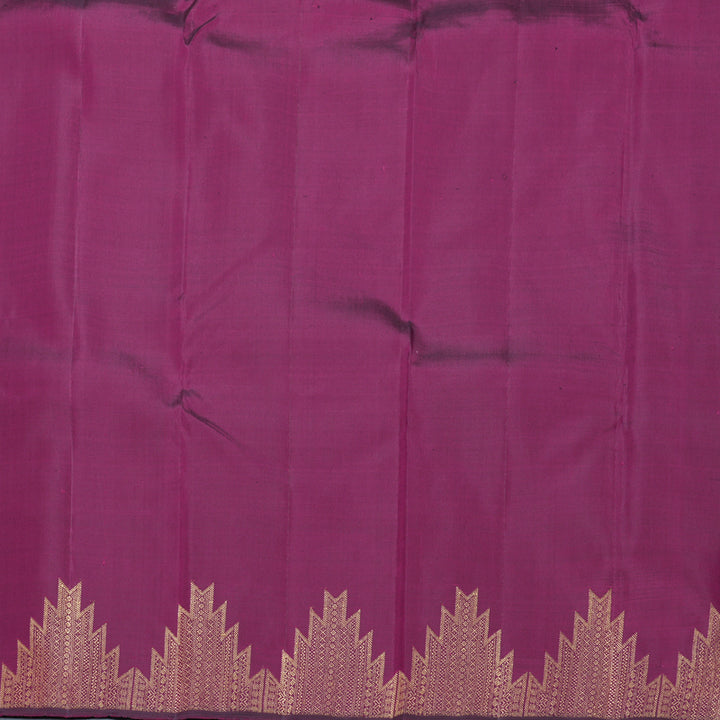 Hayagrivas Handloom Brinjal Purple Kanjivaram Silk Saree with Temple Border KBF822H11-1