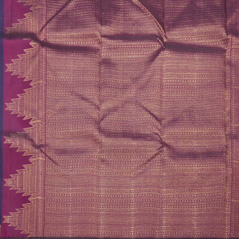 Hayagrivas Handloom Brinjal Purple Kanjivaram Silk Saree with Temple Border KBF822H11-1