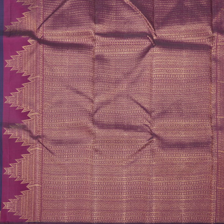 Hayagrivas Handloom Brinjal Purple Kanjivaram Silk Saree with Temple Border KBF822H11-1