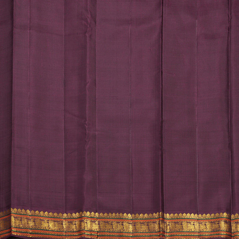 Hayagrivas Handloom Fluorescent Green Kanjivaram Silk Saree with Burgundy Border KBF822H12-1