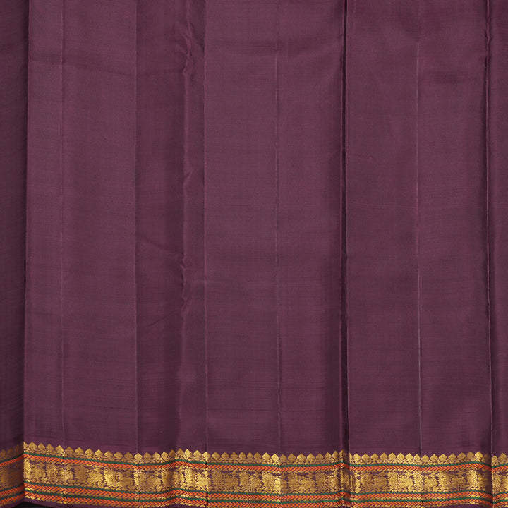 Hayagrivas Handloom Fluorescent Green Kanjivaram Silk Saree with Burgundy Border KBF822H12-1