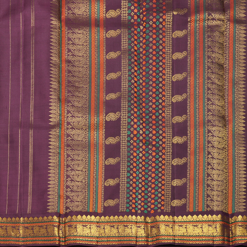 Hayagrivas Handloom Fluorescent Green Kanjivaram Silk Saree with Burgundy Border KBF822H12-1