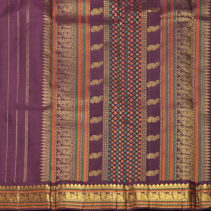 Hayagrivas Handloom Fluorescent Green Kanjivaram Silk Saree with Burgundy Border KBF822H12-1