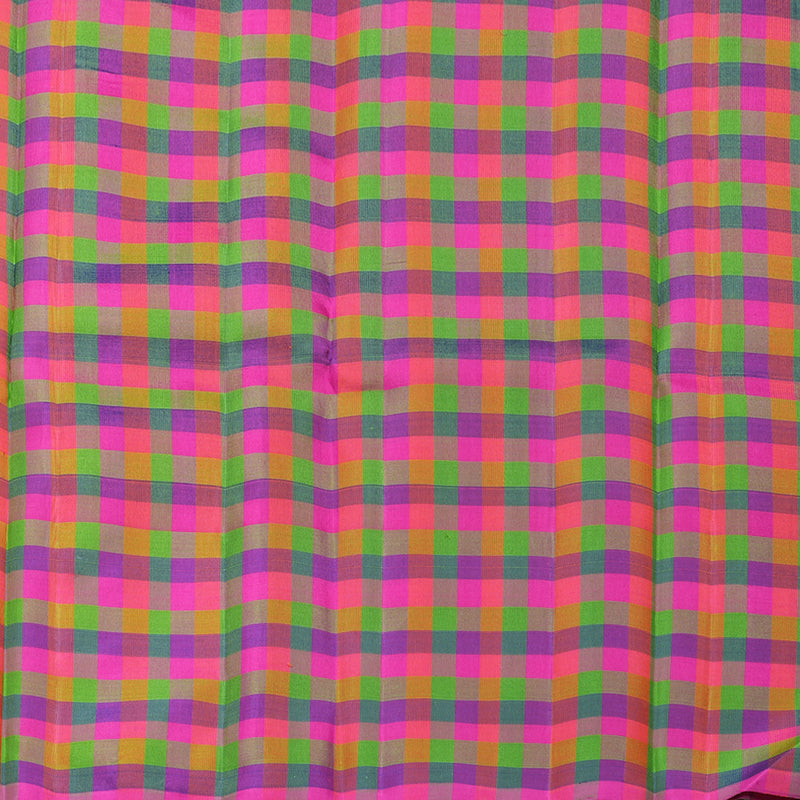 Hayagrivas Handloom Sandal Kanjivaram Silk Saree with Multicolour Checks Border KBF822H2-1