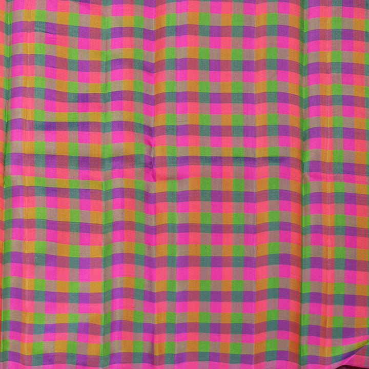 Hayagrivas Handloom Sandal Kanjivaram Silk Saree with Multicolour Checks Border KBF822H2-1