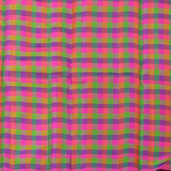 Hayagrivas Handloom Sandal Kanjivaram Silk Saree with Multicolour Checks Border KBF822H2-1