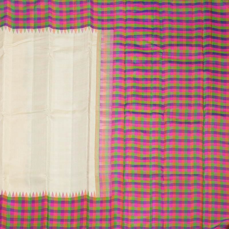 Hayagrivas Handloom Sandal Kanjivaram Silk Saree with Multicolour Checks Border KBF822H2-1