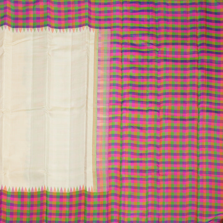 Hayagrivas Handloom Sandal Kanjivaram Silk Saree with Multicolour Checks Border KBF822H2-1