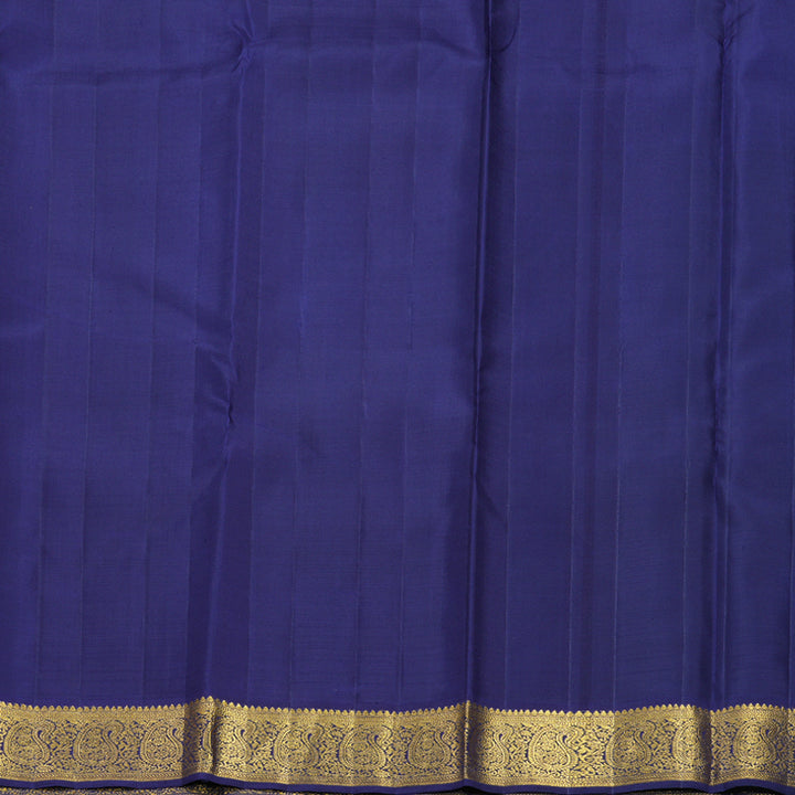 Hayagrivas Handloom Reddish-Orange Kanjivaram Silk Saree with Violet Border KBF822H3-1