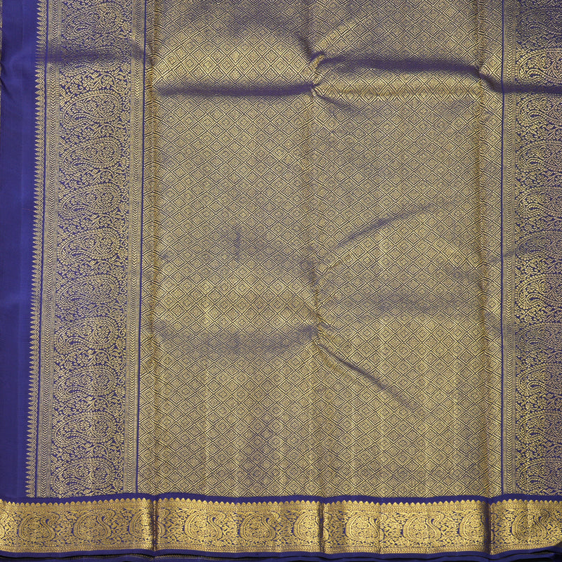 Hayagrivas Handloom Reddish-Orange Kanjivaram Silk Saree with Violet Border KBF822H3-1