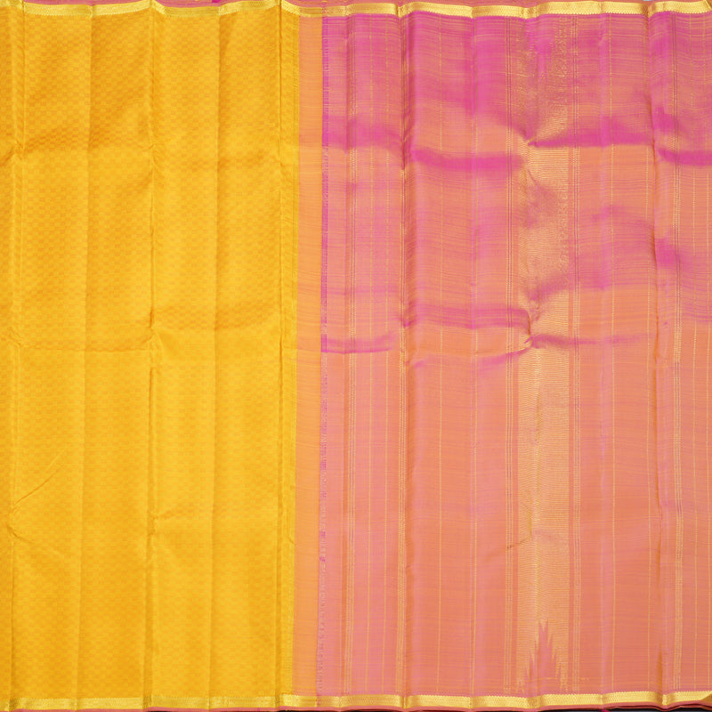 Hayagrivas Handloom Mustard Yellow (Carpet Checks) Kanjivaram Silk Saree KBF822H4-1