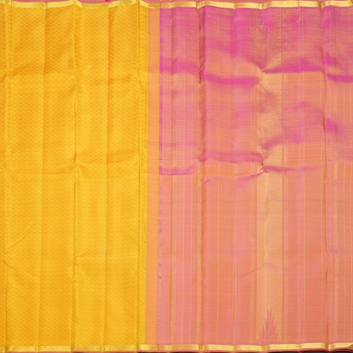 Hayagrivas Handloom Mustard Yellow (Carpet Checks) Kanjivaram Silk Saree KBF822H4-1
