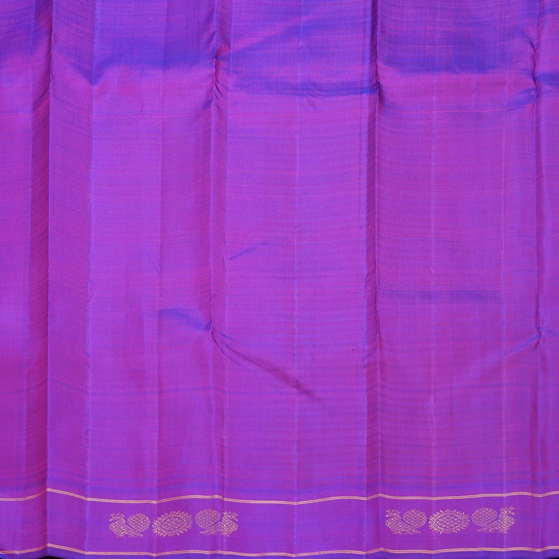 Hayagrivas Handloom Mustard Yellow Checks Kanjivaram Silk Saree with Purple Border KBF822H5-1