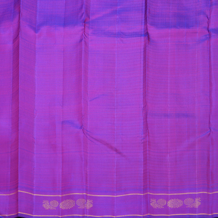 Hayagrivas Handloom Mustard Yellow Checks Kanjivaram Silk Saree with Purple Border KBF822H5-1