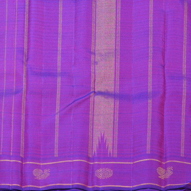 Hayagrivas Handloom Mustard Yellow Checks Kanjivaram Silk Saree with Purple Border KBF822H5-1