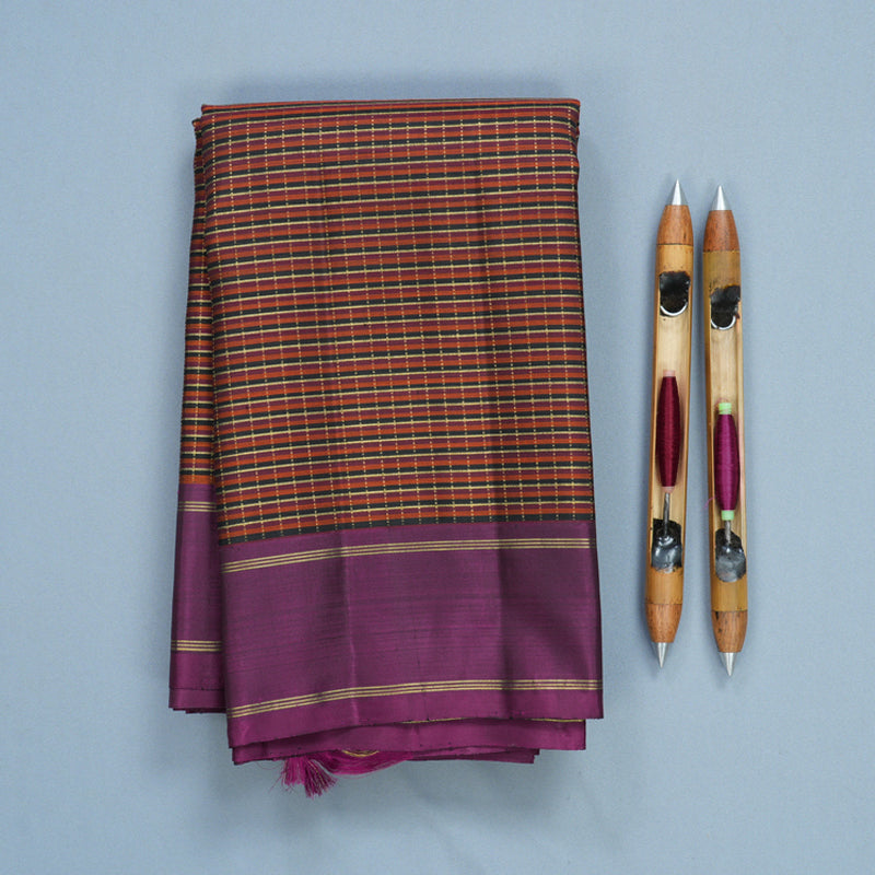 Hayagrivas Handloom Multicolour Stripes Kanjivaram Silk Saree with Purple Border KBF822H6-1