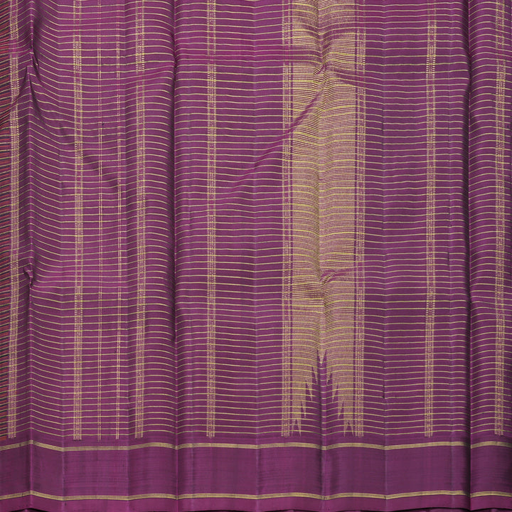 Hayagrivas Handloom Multicolour Stripes Kanjivaram Silk Saree with Purple Border KBF822H6-1