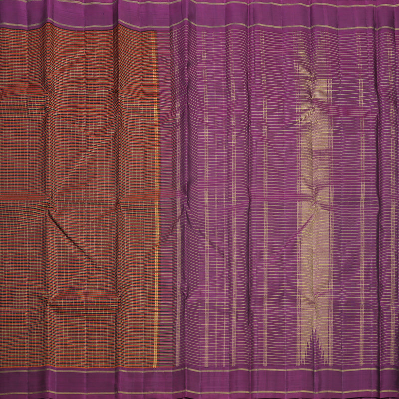 Hayagrivas Handloom Multicolour Stripes Kanjivaram Silk Saree with Purple Border KBF822H6-1