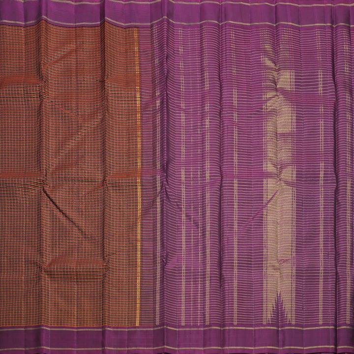 Hayagrivas Handloom Multicolour Stripes Kanjivaram Silk Saree with Purple Border KBF822H6-1