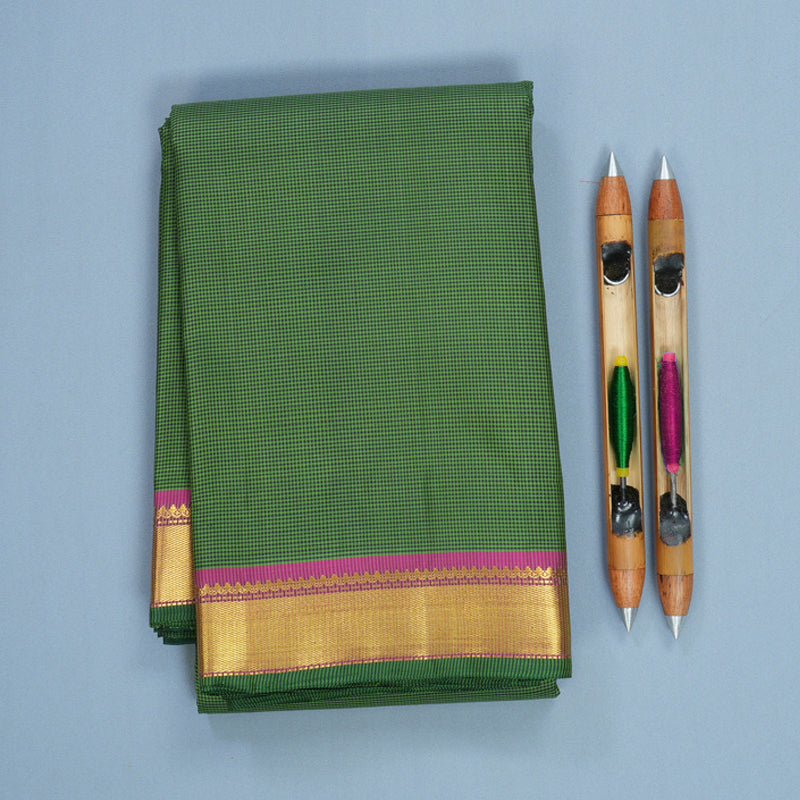 Hayagrivas Handloom Green &amp; Black (Zasa Zasa Kattam) Kanjivaram Silk Saree KBF824H1-1