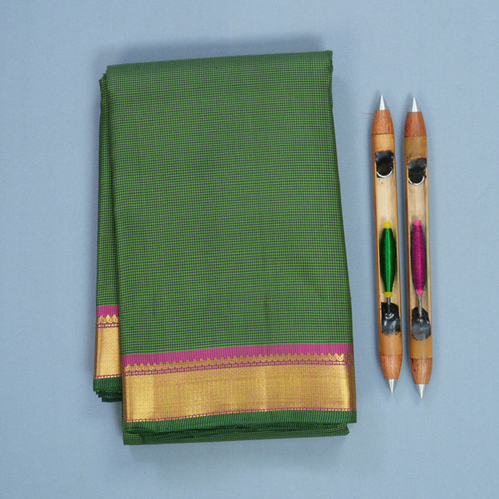 Hayagrivas Handloom Green &amp; Black (Zasa Zasa Kattam) Kanjivaram Silk Saree KBF824H1-1