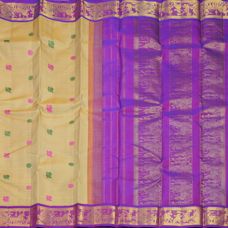 Hayagrivas Handloom Sandal Kanjivaram Silk Saree with Purple Border KBF824H10-2